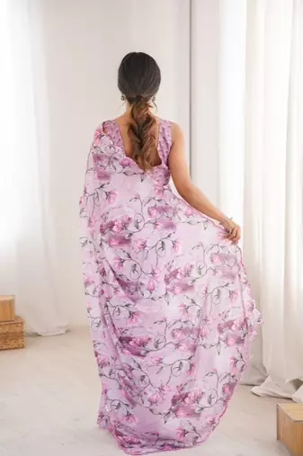 heavy chinon silk blend mirror work saree