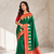 emerald green color zari and weaving design all over with rich pallu kanchi silk blend saree