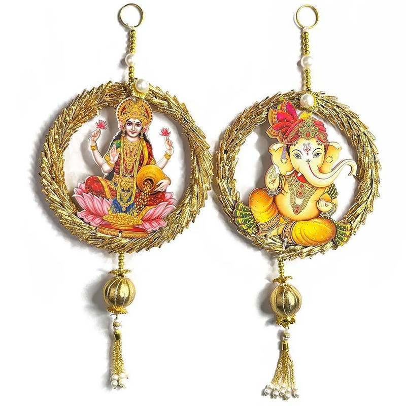 handmade laxmi ganesh wall hanging decorative  traditional for home decoration (pack of 2)