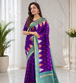 violet color zari and weaving design all over with rich pallu kanchi silk blend saree