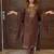 Chocolate Color Embroidery And Thread Work Silk Blend Salwar Suit 