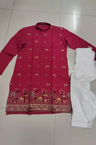 Cherry red and traditional outfit for men