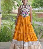women navratri rayon lehenga choli  with lampi lace & kutchi work blouse-  full stitched free size