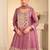 Mauve silk blend with hand work with real mirror kurta palazzo with dupatta