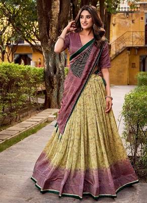 Multicolor Vichitra Silk Printed Lehenga with Choli Dupatta 2