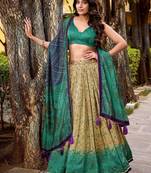 Multicolor Vichitra Silk Printed Lehenga with Choli Dupatta