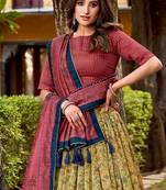 Multicolor Vichitra Silk Printed Lehenga with Choli Dupatta