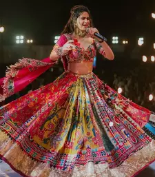 Pink Silk Navratri Lehnega Choli With Dupatta