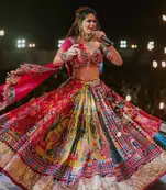 Pink Silk Navratri Lehnega Choli With Dupatta