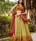 Multicolor Vichitra Silk Printed Lehenga with Choli Dupatta