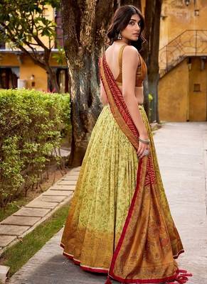 Multicolor Vichitra Silk Printed Lehenga with Choli Dupatta 3
