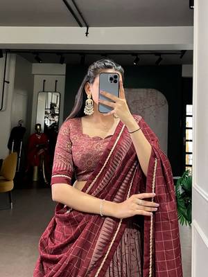 Maroon Tasar Silk Printed Iconic Sparkle with Lace Border Lehenga with Choli Dupatta 3