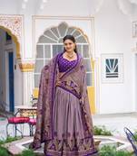 Multicolor Tasar Silk Printed Iconic Sparkle with Lace Border Lehenga with Choli Dupatta