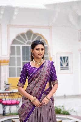 Multicolor Tasar Silk Printed Iconic Sparkle with Lace Border Lehenga with Choli Dupatta 3