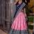 Pink Tasar Silk Ikkat Print Lehenga with Choli Dupatta