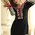 Black silk blend mirror embroidered work kurti bootcut bottom set with dupatta