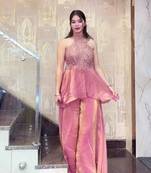 Pink Color Beads Hand Work And Moti Work Silk Blend Salwar Suit