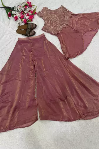 Pink Color Beads Hand Work And Moti Work Silk Blend Salwar Suit
