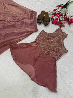 Pink Color Beads Hand Work And Moti Work Silk Blend Salwar Suit 5