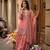 peach color embroidery sequins work silk blend kurti sharara set
