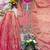peach color embroidery sequins work silk blend kurti sharara set