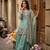 sky blue color embroidery sequins work silk blend kurti sharara set