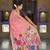 Pink cotton silk saree with colorful floral weaving pallu with blouse