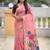 Pink cotton silk saree with colorful floral weaving pallu with blouse