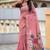 Pink cotton silk saree with colorful floral weaving pallu with blouse