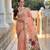 Peach cotton silk saree with colorful floral weaving pallu with blouse