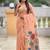 Peach cotton silk saree with colorful floral weaving pallu with blouse
