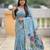 Skyblue cotton silk saree with colorful floral weaving pallu with blouse