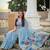 Skyblue cotton silk saree with colorful floral weaving pallu with blouse