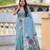 Skyblue cotton silk saree with colorful floral weaving pallu with blouse