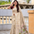 Cream cotton silk saree with colorful floral weaving pallu with blouse