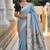 Skyblue cotton silk saree with colorful floral weaving pallu with blouse