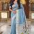 Skyblue cotton silk saree with colorful floral weaving pallu with blouse