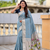 Skyblue cotton silk saree with colorful floral weaving pallu with blouse