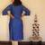 Royal blue chanderi sequin spray kurta set with chanderi bottoms, stitched