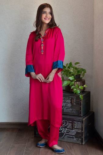 Modal embroidered kurta set with pants