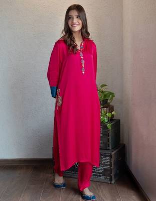 Modal embroidered kurta set with pants, stitched 2
