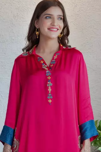 Modal embroidered kurta set with pants, stitched