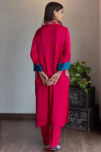 Modal embroidered kurta set with pants, stitched