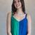 Blue green colorblock chanderi kurta set, stitched