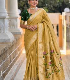 Lemon cotton silk saree with colorful floral weaving pallu with blouse