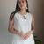 Off-white chikankari kurta set with georgette pants & dupatta, stitched