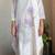 Off-white chanderi floral applique kurta set with pants, stitched