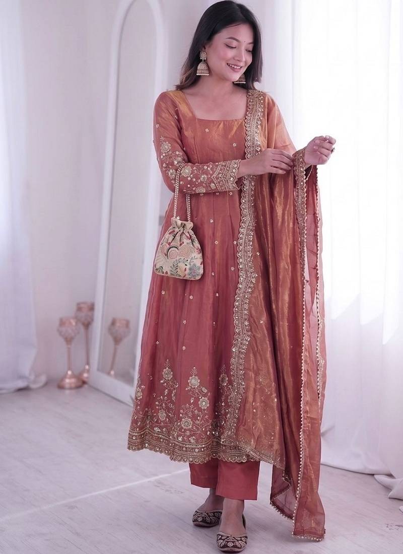 Heavy fendy silk embroidered sequince work wedding kurta set