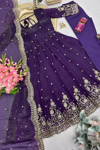 Heavy fendy silk embroidered sequince work wedding kurta set