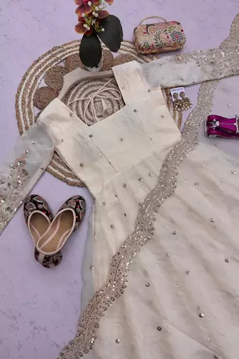 Heavy fendy silk embroidered sequince work wedding kurta set